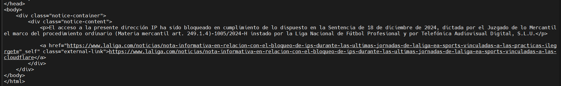 core1.netops.test es usado como certificado por defecto para los bloqueos de La Liga en DigiMobil